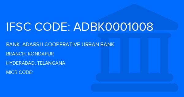 Adarsh Cooperative Urban Bank Kondapur Branch IFSC Code