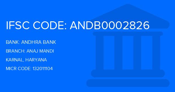 Andhra Bank  Anaj Mandi  Branch Karnal IFSC Code 