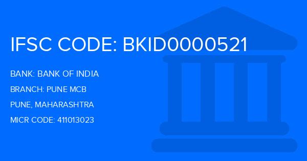 Bank Of India (BOI) Pune Mcb Branch IFSC Code