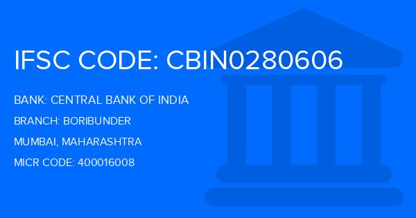 Central Bank Of India (CBI) Boribunder Branch IFSC Code