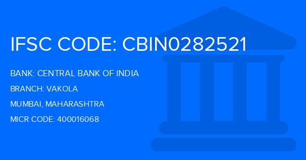 Central Bank Of India (CBI) Vakola Branch IFSC Code