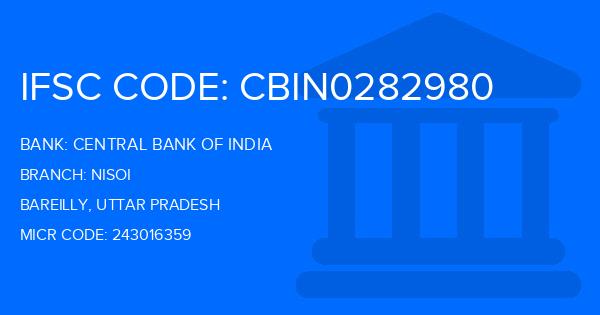 Central Bank Of India (CBI) Nisoi Branch IFSC Code