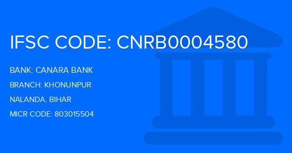 Canara Bank Khonunpur Branch IFSC Code