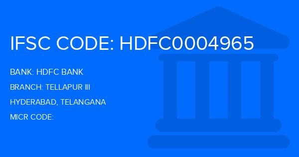 Hdfc Bank Tellapur Iii Branch IFSC Code