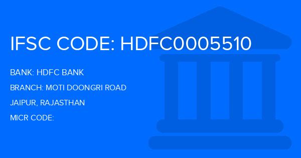 Hdfc Bank Moti Doongri Road Branch IFSC Code