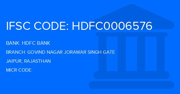 Hdfc Bank Govind Nagar Jorawar Singh Gate Branch IFSC Code