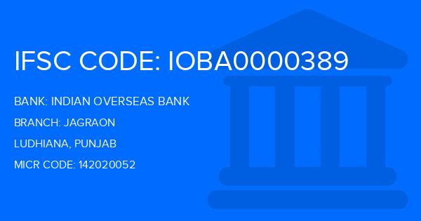 Indian Overseas Bank (IOB) Jagraon Branch IFSC Code