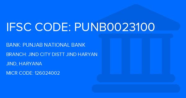 Punjab National Bank (PNB) Jind City Distt Jind Haryan Branch IFSC Code