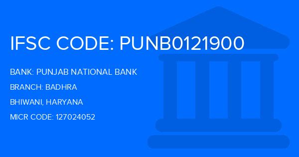 Punjab National Bank (PNB) Badhra Branch IFSC Code