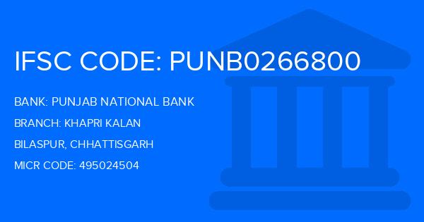 Punjab National Bank (PNB) Khapri Kalan Branch IFSC Code