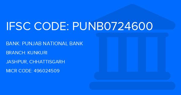 Punjab National Bank (PNB) Kunkuri Branch IFSC Code