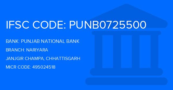 Punjab National Bank (PNB) Nariyara Branch IFSC Code