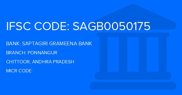 Saptagiri Grameena Bank Ponnangur Branch IFSC Code