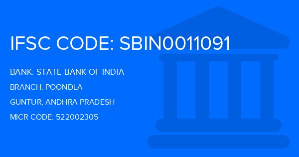 State Bank Of India (SBI) Poondla Branch IFSC Code