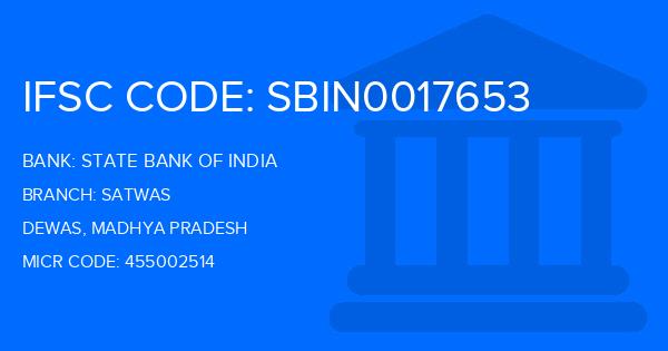 State Bank Of India (SBI) Satwas Branch IFSC Code