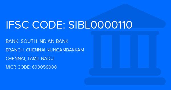 South Indian Bank (SIB) Chennai Nungambakkam Branch IFSC Code