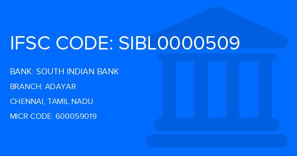 South Indian Bank (SIB) Adayar Branch IFSC Code
